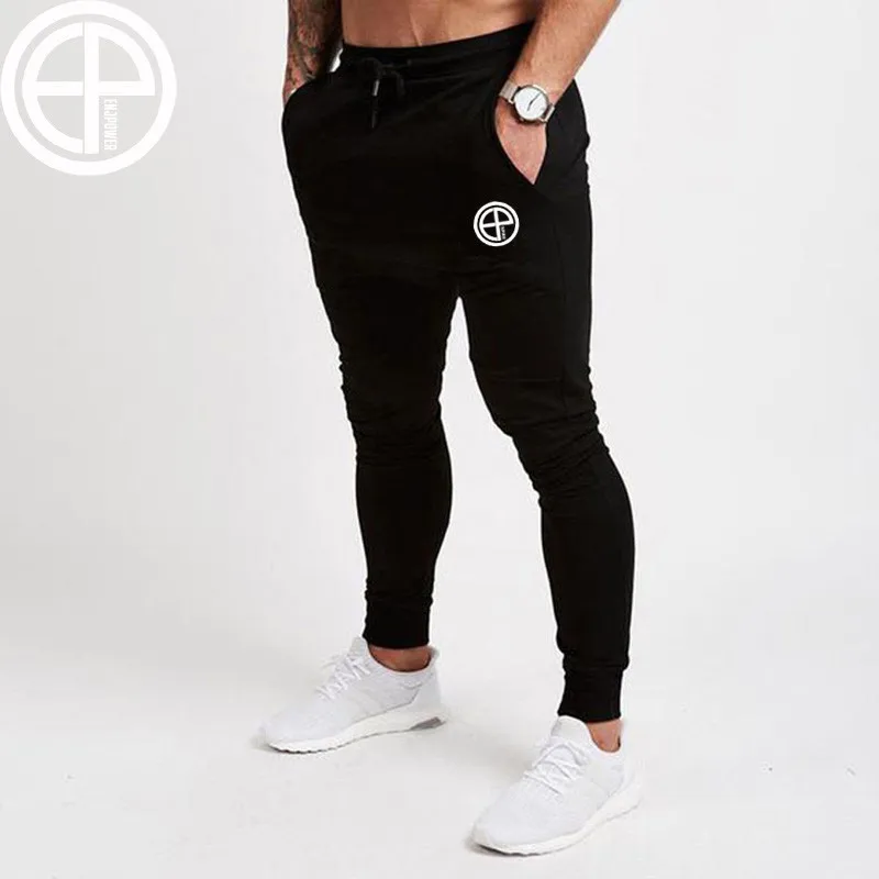 

Mens Slim cotton blended Fit Tracksuit Sweat Pants Sport Gym Skinny Jogging Joggers male casual long Trousers elastic waist