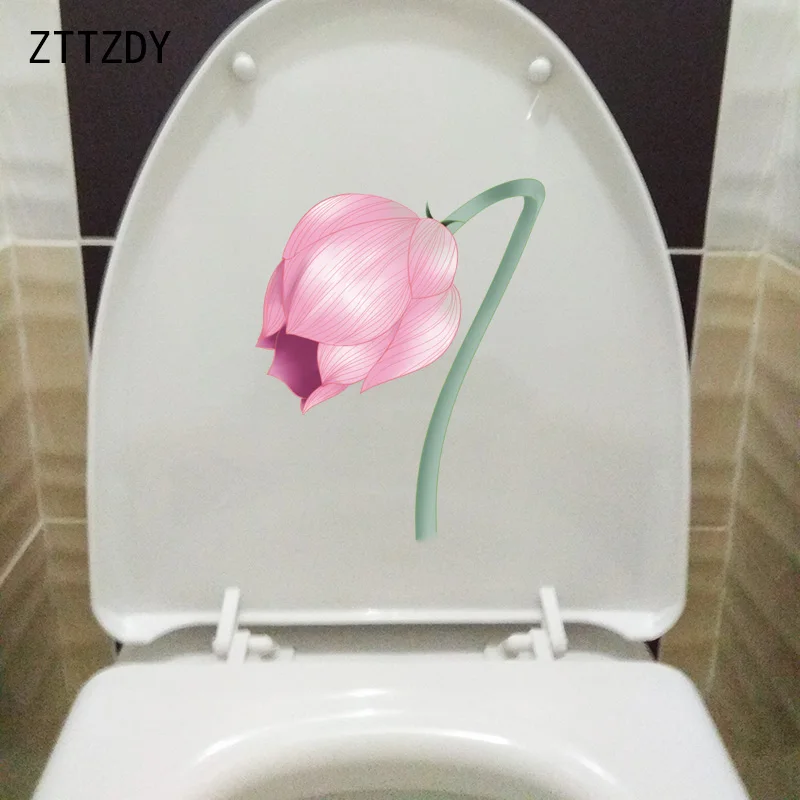 ZTTZDY 19.3*24.6CM Lotus Flower Creative Bedroom Wall Decoration Toilet WC Sticker T2-0716 | Дом и сад