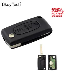 OkeyTech CE0523 3 кнопки 433 мГц чип ID46 PCF7941 VA2 лезвие удаленное ключа автомобиля чехол для peugeot для Citroen C5 C2 C3 C4 C6 C8