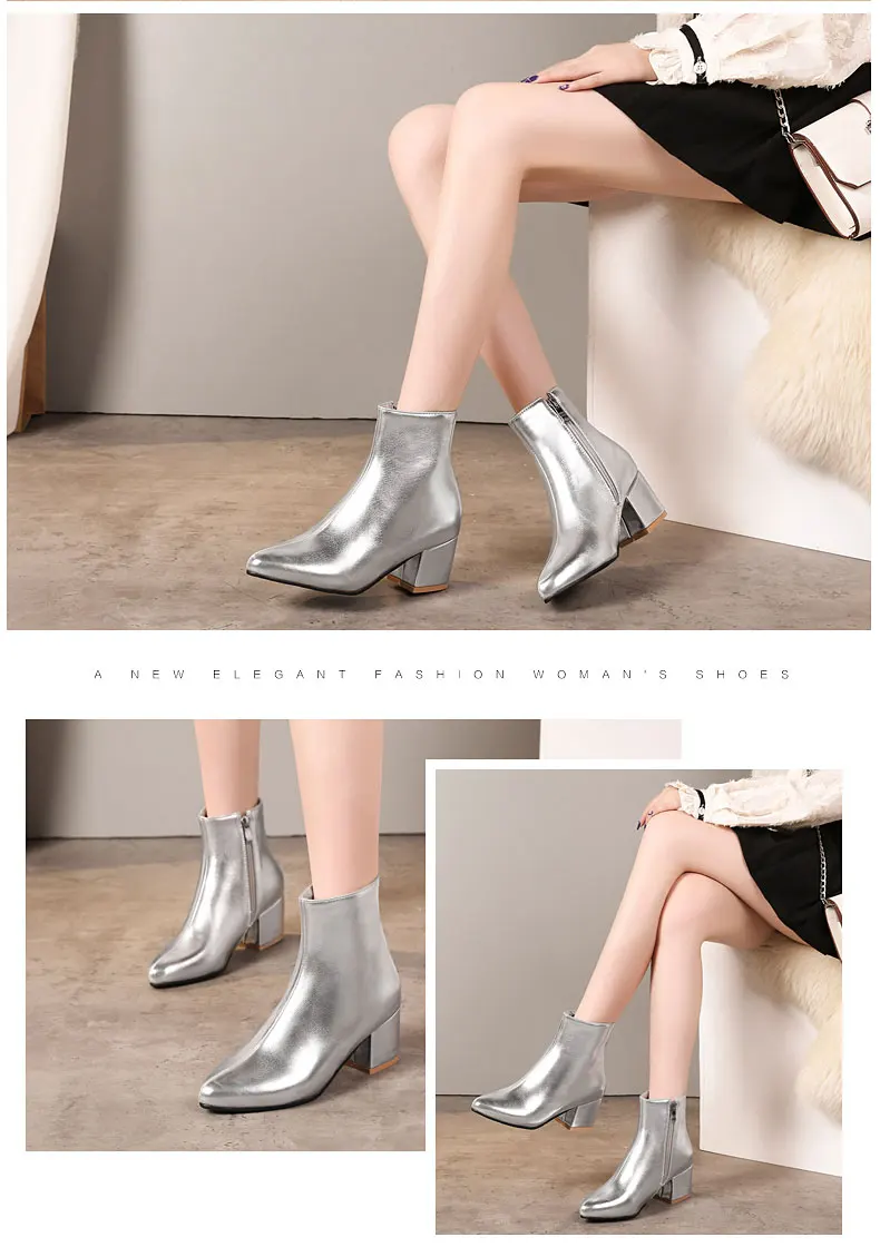 RQFF Brand Winter Boots Women With Box Big size 34-43 Shoes Woman 6CM Heel Ankle Boot Female Footwear Gold Leather Ladies Shoe (9)