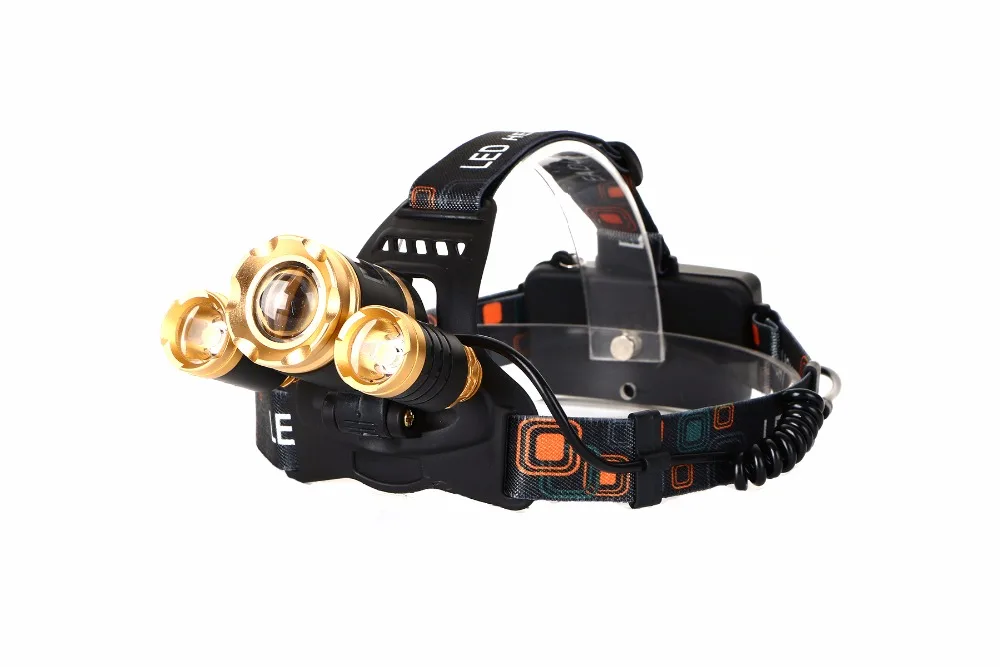 JEANIGHT 3 LED Headlamp XML T6 8000LM Headlight frontale Flashlight 4 Mode Torch Lights with Car Charger With 18650 Battery (14)