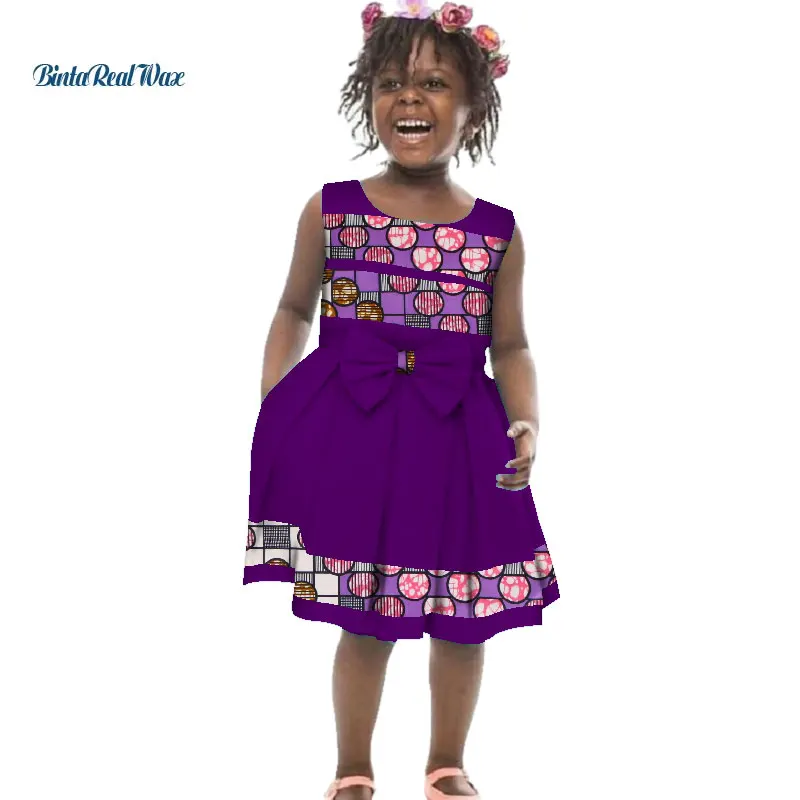 Милый комплект для девочек с галстуком-бабочкой; платья трапециевидной формы в африканском стиле фут Африканский принт платья "Анкара" для детей в африканском стиле Стиль Костюмы WYT261 - Цвет: 5