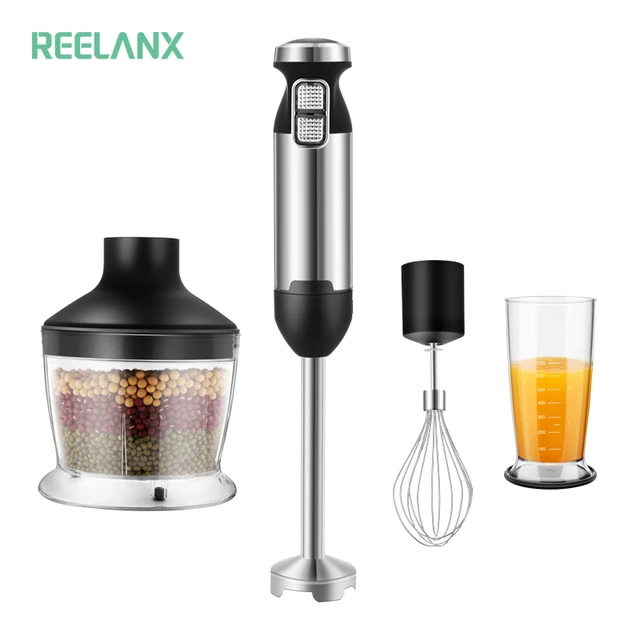 REELANX Hand Blender 4 in 1 Portable immersion Blender for Kitchen Food Processor stick with Chopper Whisk Electric Juicer Mixer