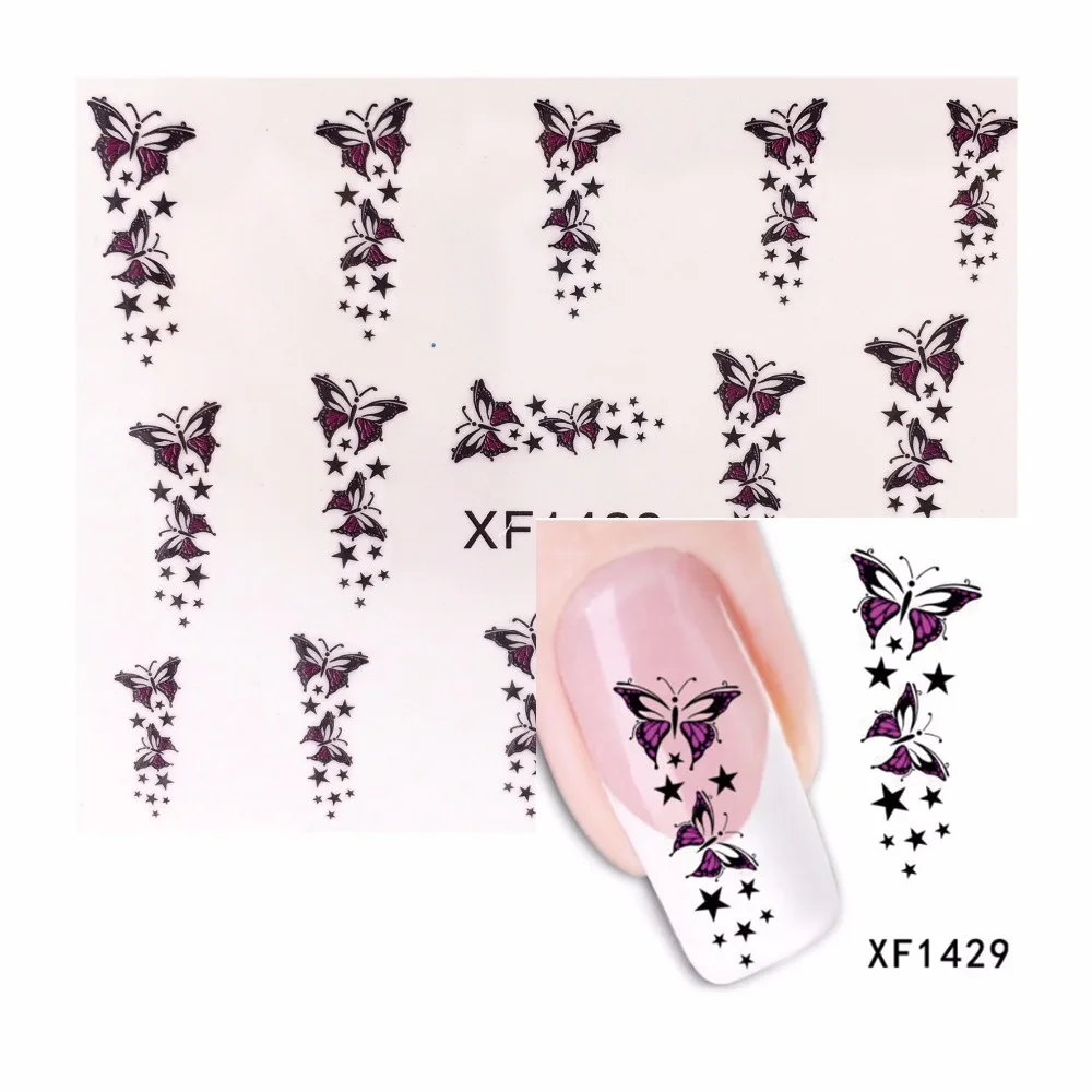 

ZKO 1 Sheet Star Butterfly Design Water Transfer Sticker Nail Art Decals Nails Wraps Temporary Tattoos Watermark Nail Tools