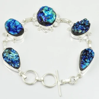 

Titanium Druzy Bracelet Silver Overlay over Copper , 22 cm, B2204