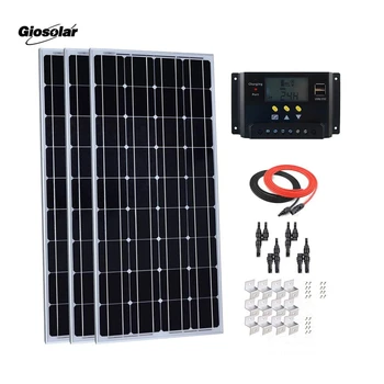 

300 Watt Monocrystalline cell Solar Panel system Kit with 30A Solar Charge Controller for RV Boat Off-Grid System