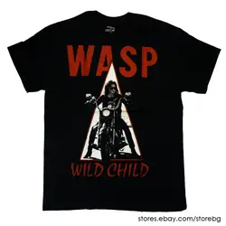 Новая Черная футболка W.A.S.P. Дикий CHILD'85 HEAVY METAL BAND подчеркнутой витой сестра 100% хлопок Рубашка с короткими рукавами футболки Топ Футболка