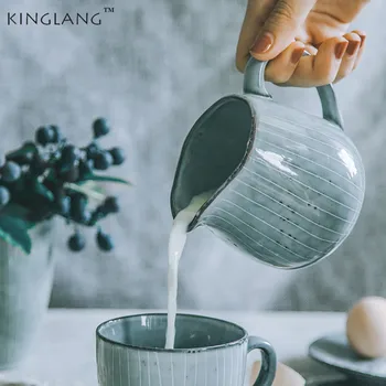 

KINGLANG Japanese Style Ceramic Milk Pot Coffee With Milk Cup And Coffee Latte Cup