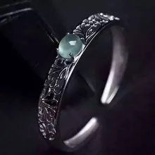 Отличающаяся хорошей устойчивостью натуральный 10*12 мм Пренит s925 стерлингового серебра браслеты полые Ювелирные украшения для женщин вечерние натуральный зеленый драгоценный камень