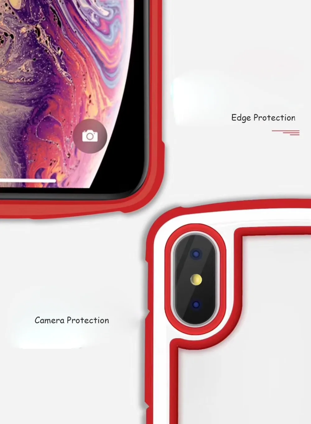 Case For iPhone Xr X Xs Max Cover Korean Candy Color Transparent PC + TPU Shockproof (29)