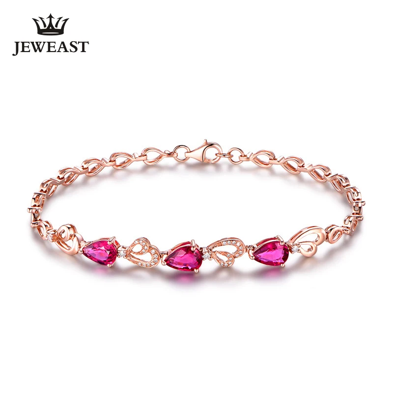 Женские браслеты rubellite из чистого золота 18 К Изящные Ювелирные украшения подарок