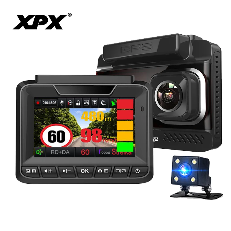 Beste DVR XPX G545 STR Auto DVR 3 in 1 Dash cam Achteruitrijcamera Radar detector GPS Full HD G sensor Cyclus opnemen Auto camera Auto DVR