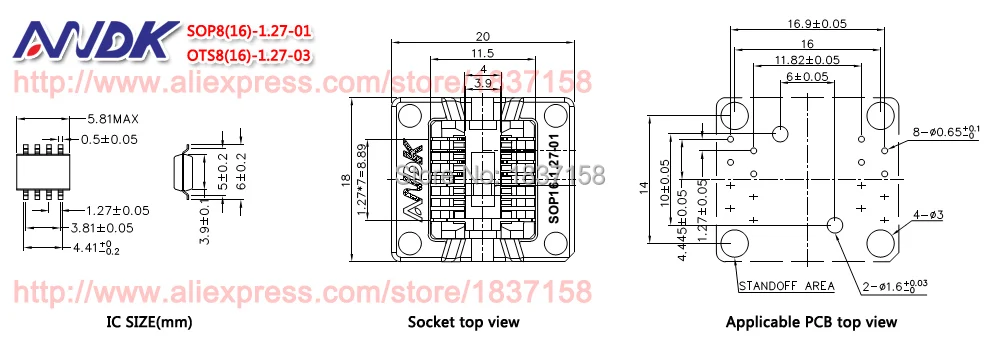 SOP8(16)-1.27-01-OTS8(16)-1.27-03 socket,we offer high quality products with long life.