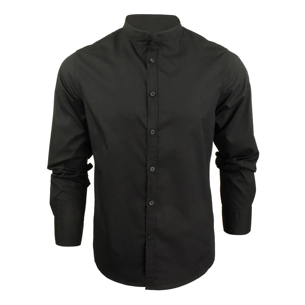 

JAYCOSIN 2019 fashion men's solid color button long-sleeved shirt top
