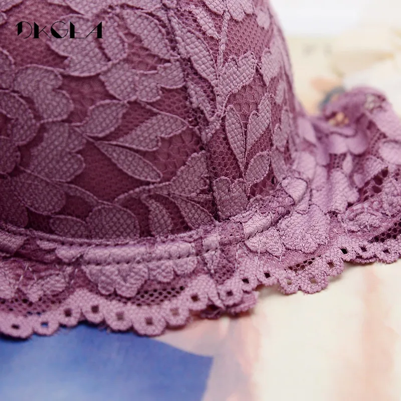Hot Sexy Push Up Bra Set Brand Deep V Brassiere Thick Cotton Women Underwear Set Lace Blue Embroidery Flowers Lingerie B C Cup