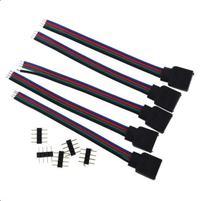 buy 5Pcs 4pin PCB board connector wire 4 pin Female Connector Wire Cable For SMD 5050 3528 3014 2835 RGB LED Strip light