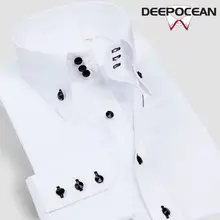 Deepocean, весенне-осенняя мужская рубашка, хлопковые рубашки, Мужская одежда, модные повседневные рубашки, большие размеры, деловая рубашка, брендовая одежда