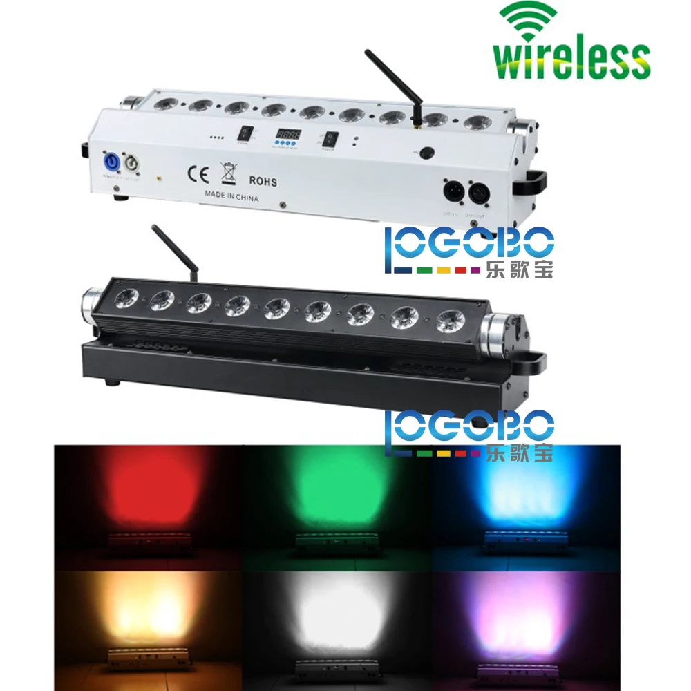 

Hot 15W x 9 RGBWA Battery Powered Wireless Led Bar Wall Washes Up Lights Black / White Cheap DJ Disco Wedding Decor Party Lights