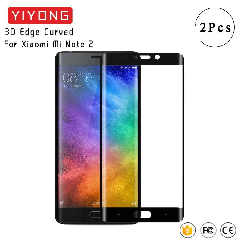 

YIYONG 3D Edge Curved Glass For Xiaomi Mi Note 2 Tempered Glass On Xiomi Mi Note2 Screen Protector For Xiaomi Note 2 Glass 5.7