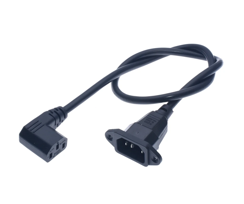 IEC320 C14 to C13 Extension cord,C14 with screw holes and C13 Right Angled Short,60cm lenght,H05VV F 3G 0.75MM|Power Cords & Extension Cords| - AliExpress