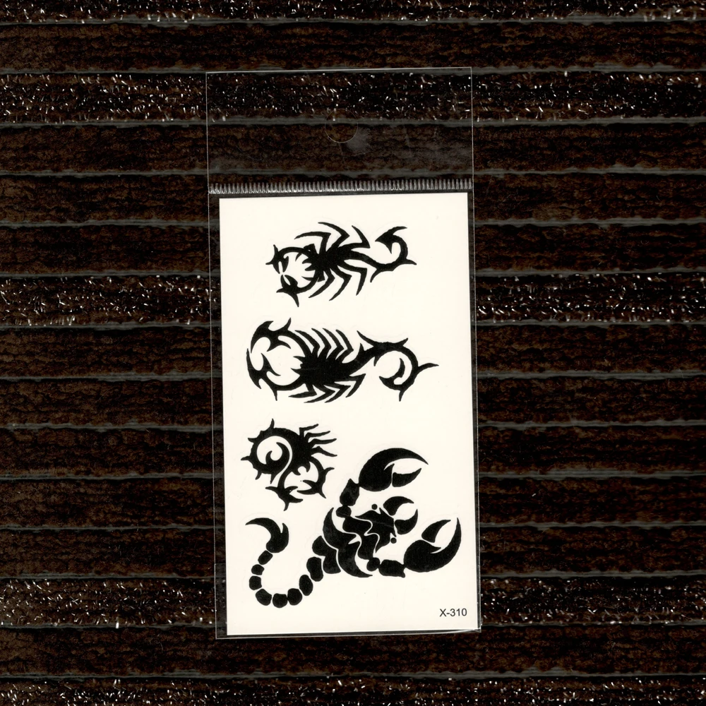 Фальшивая временная водостойкая татуировка вода Черный скорпион стикер с - Фото №1