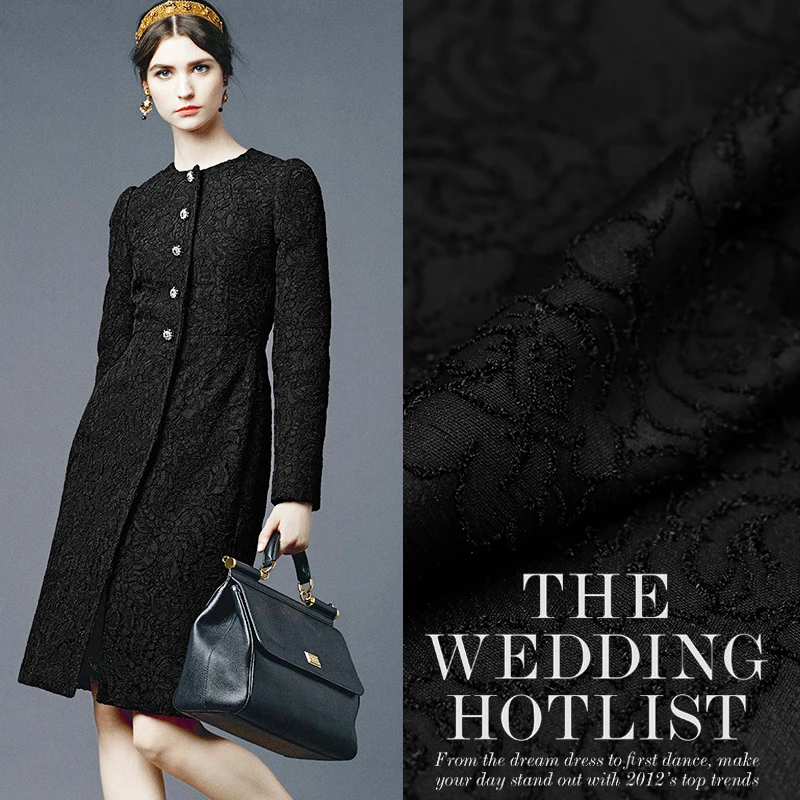

Fashion Black Rose French Spring coat high-grade fashion fabrics jacquard fabric wide fabrics suit coat free shipping