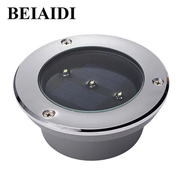 

BEIAIDI 2pcs Waterproof Solar Floor Buried Ground Lights 3Leds Outdoor Garden Path Marker Light Landscape Underground Deck Light