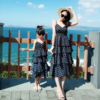 

2019 Mommy and Me Clothes Family Matching Clothes Mother Daughter Dresses Girls Summer Dress Women Vestidos Sukienki
