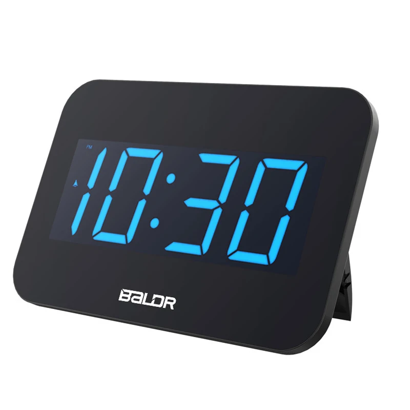 12/24 Hours Wall Clock,big Blue Number Display Snooze Alarm Clock With ...