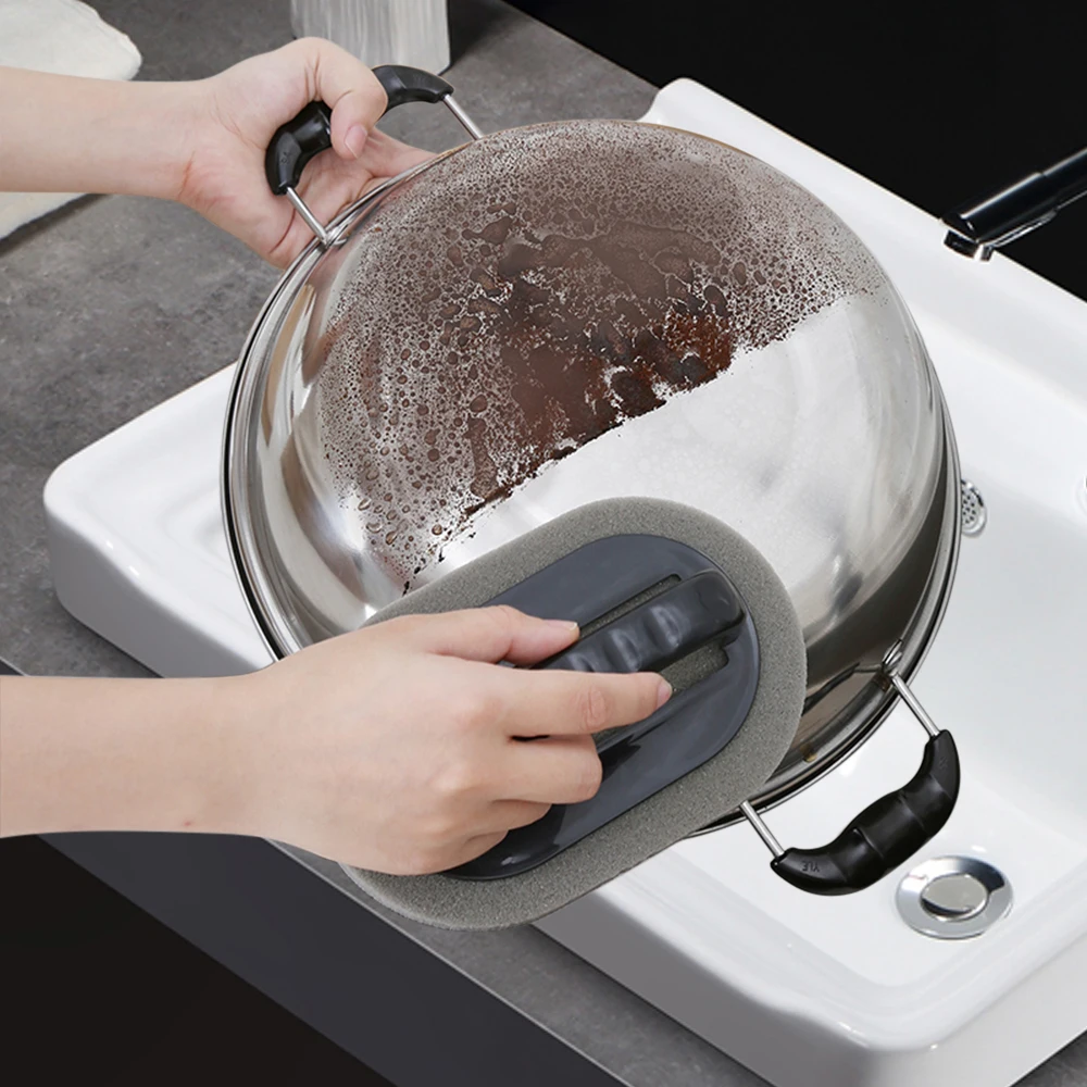 

Magic Strong Decontamination Bath Brush Sponge Tiles Brush Descaling Diamond Sand Kitchen Pan Pot Windows Clean Tools