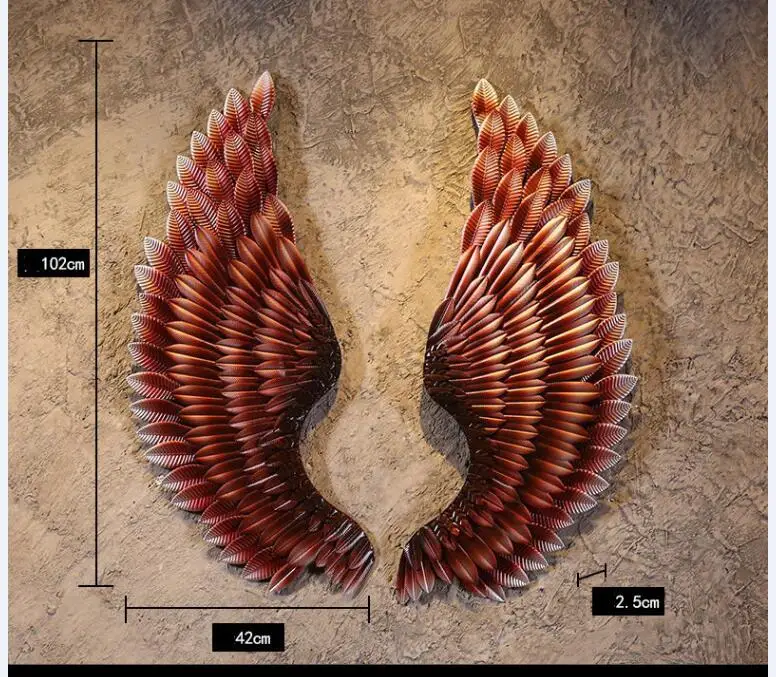 Абстрактное Ретро украшение крылья настенная Статуэтка Статуя и скульптура Металл искусство и ремесло ТВ фон настенные подвесные украшения 102 см R272 - Цвет: Красный