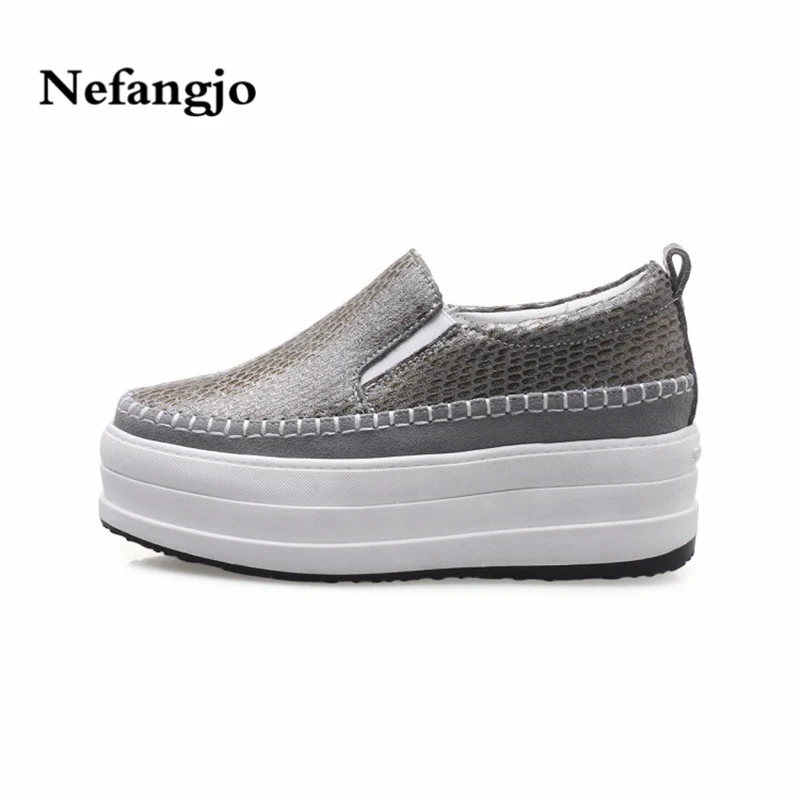 

Nefangjo 2018 brand pladform shoes women flats genuine leather casual shoes woman slip on autumn shoes women high quanlity