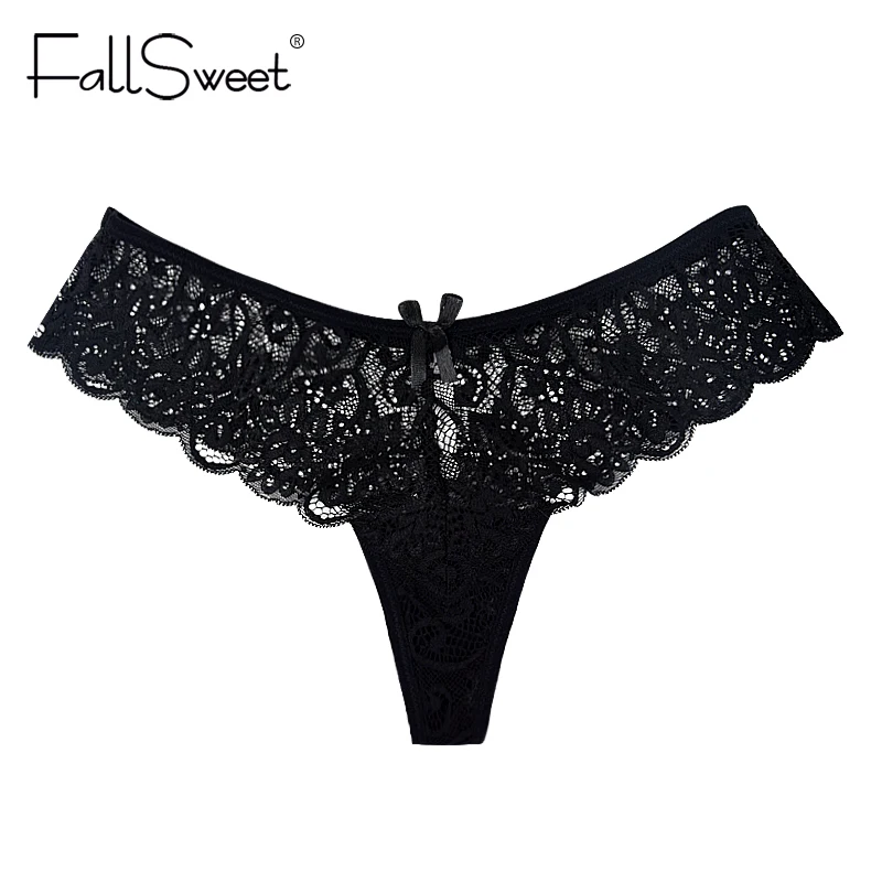 FallSweet 5pcs/Pack! Women Undewear Transparent Lace G String Ultra Thin Knickers Briefs Bow Tangas Bragas