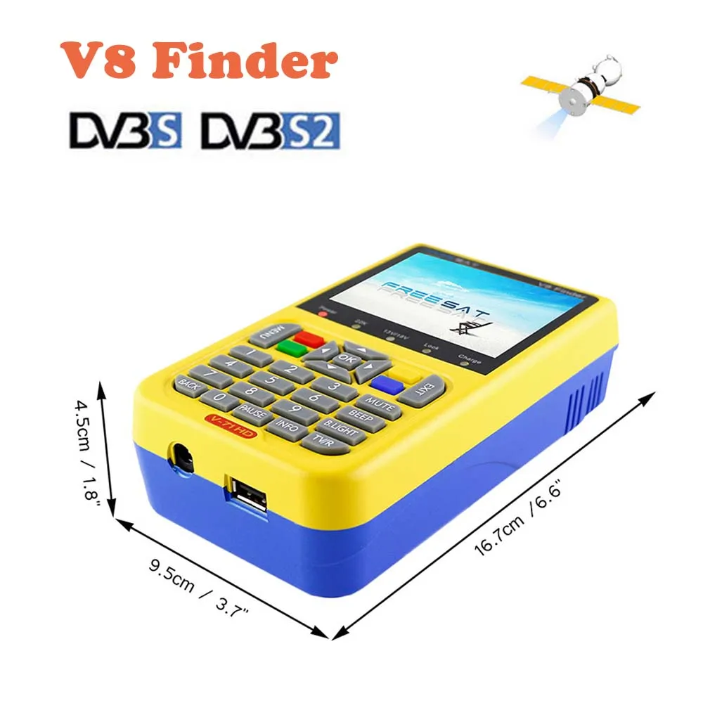 

V8 Finder DVB-S/S2 FTA HD Digital v8 Satellite Finder MPEG-4 3.5 Inch LCD Display DVB S2 SatFinder PK Satlink WS 6916
