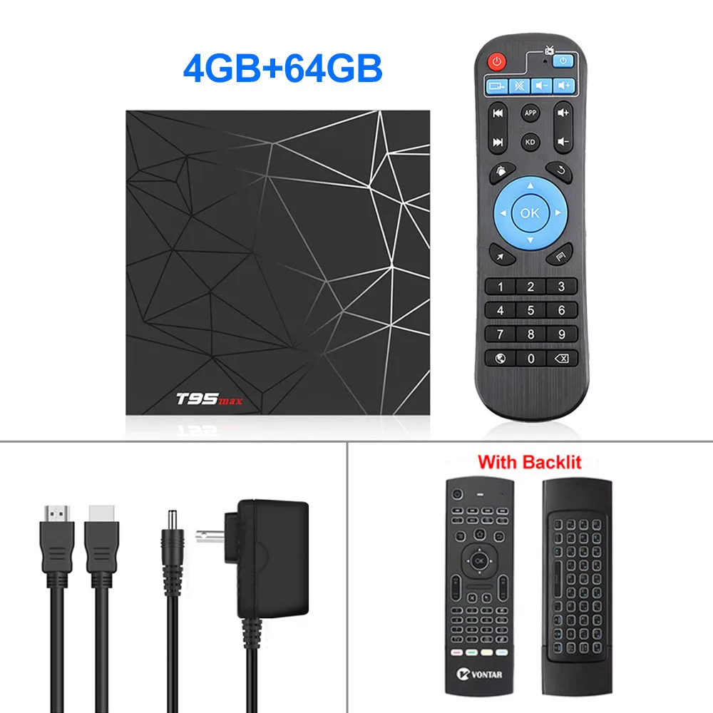 T95 MAX Smart tv BOX Android 9,0 4GB ram 32G/64GB Android tv Box 9,0 Allwinner H6 2,4G Wifi Youtube 4K tv box медиаплеер T95max - Цвет: 4G64G MX3 air mouse