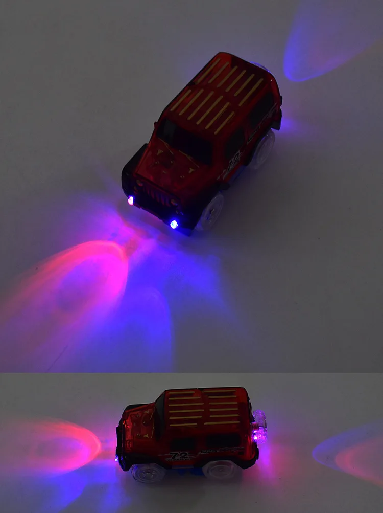 Светодиодный автомобиль с 5 мигающими огнями пластиковая гоночная электроника для детей гоночная светится трек DIY Головоломка американские горки Игрушки