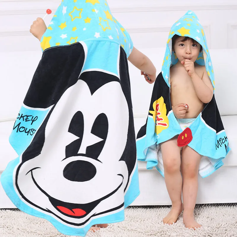 Банные полотенца для мальчиков и девочек в Диснейленде, хлопковые детские газовые банные полотенца с капюшоном, мягкие Мультяшные полотенца - Цвет: Mickey