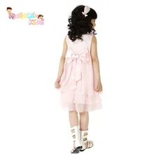 New Summer Sleeveless Clothing Baby Girl Pink Dresses Children Clothes Princess Lovely Kids Chiffon Lace Dress with Necklace