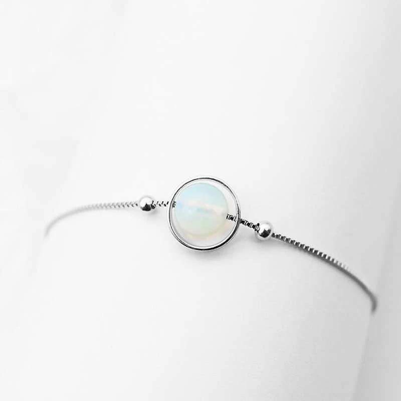 

Blue Light Moonstone Bracelets for Girls White Gold Color 100% 925 Silver Bracelet Ladies Lucky Charm RE87