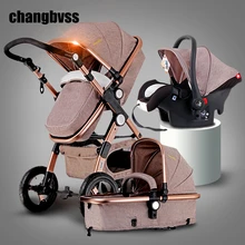 Новый Роскошный Детская Коляска 3 в 1 Высокая Пейзаж Младенческая Baby Stroller with Car Seafty Сиденья, Детские Коляски Детские Коляски европейские Коляски