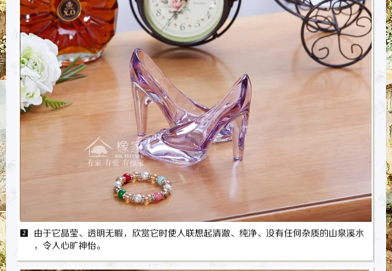 Нордическая Золушка прозрачная аметистовая стеклянная обувь украшения для дома креативный подарок на день рождения