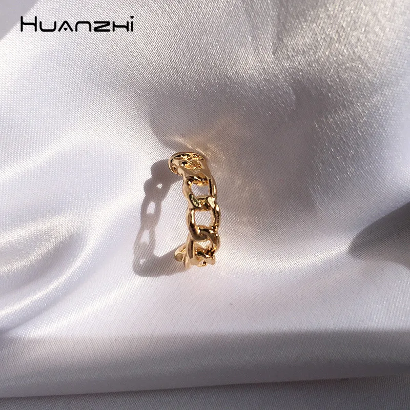 HUANZHI, золотые, металлические, простые, покрытые цепочкой, неправильные геометрические серьги-гвоздики для женщин, девушек, студентов, свадебные, вечерние ювелирные изделия, подарок