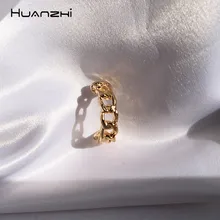 HUANZHI, золотые, металлические, простые, покрытые цепочкой, неправильные геометрические серьги-гвоздики для женщин, девушек, студентов, свадебные, вечерние ювелирные изделия, подарок