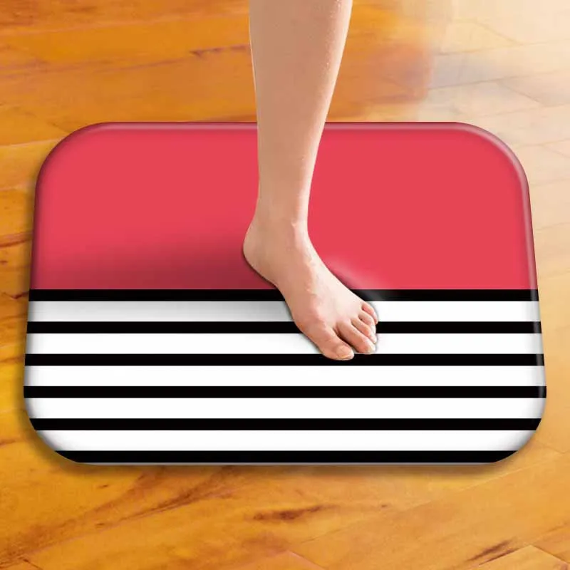 Geometry Pattern Soft Carpet Bathroom Non-slip Doormat Flannel Mat House Entrance Kitchen Toilet Decor Floor  Rug