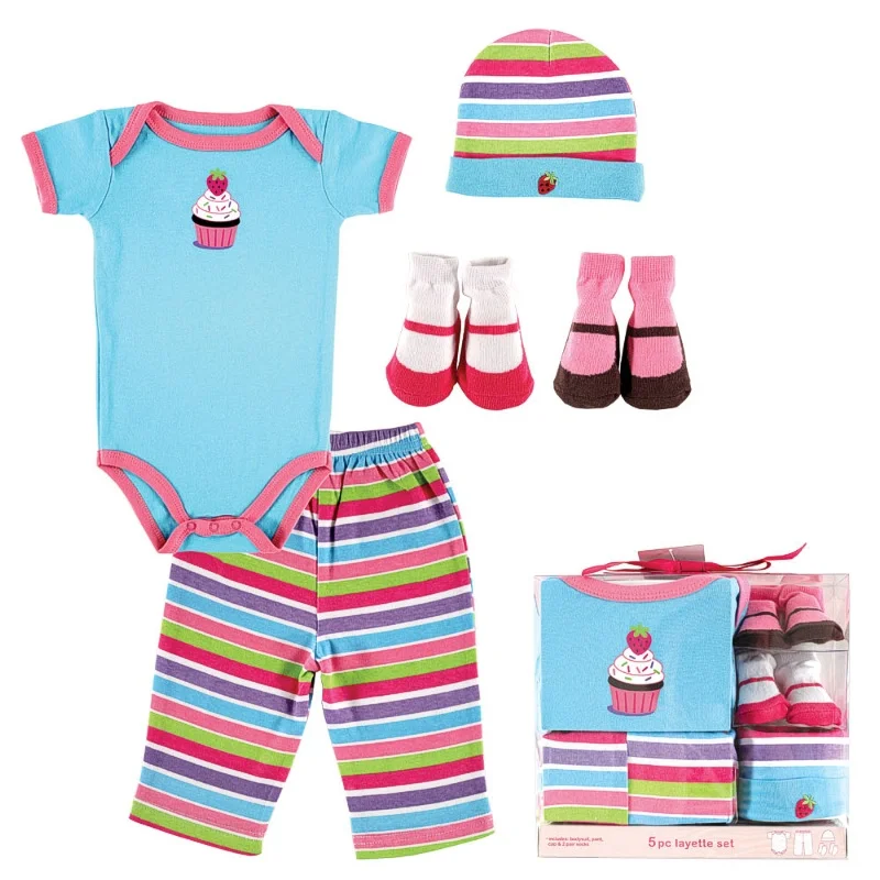 5pcslot Baby Clothing Set Summer Baby Romper +Baby Pants+Infant Cap +2 Pairs Baby Socks Cotton Girl Romper Clothing 