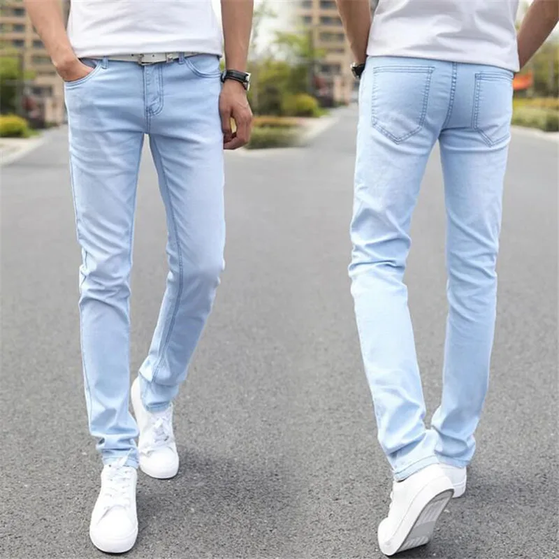 Buy Fashion Spring And Summer Men S Washed Denim Jeans Men S Clothing Long Casual Pants Male Light Blue Trousers 28 36 In The Online Store Retro Commoner Shops Store At A Price Of 17