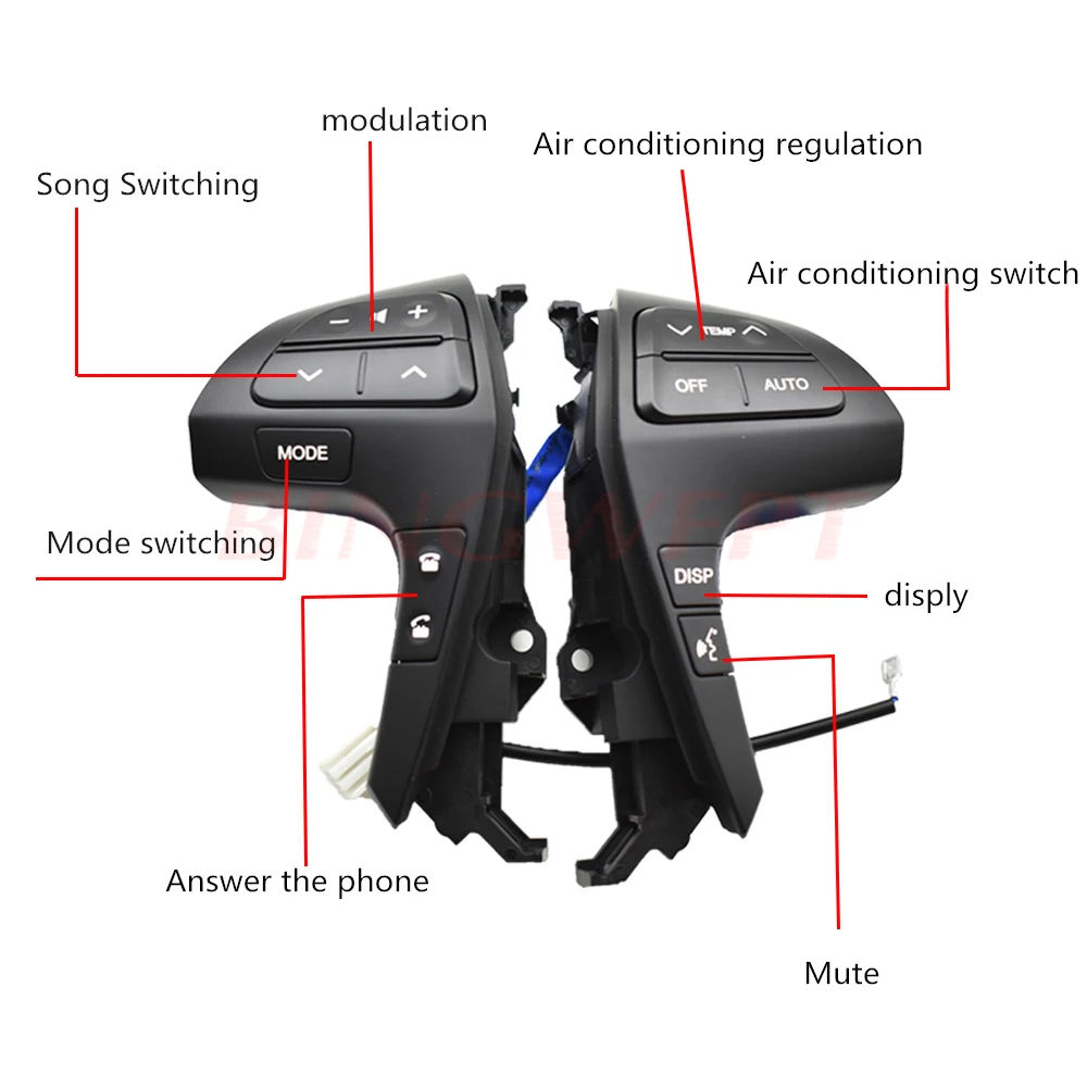 BINGWFPT заводская цена для Toyota Camry(2006-2011) Многофункциональная кнопка рулевого колеса с Bluetooth кнопками черный с проводом