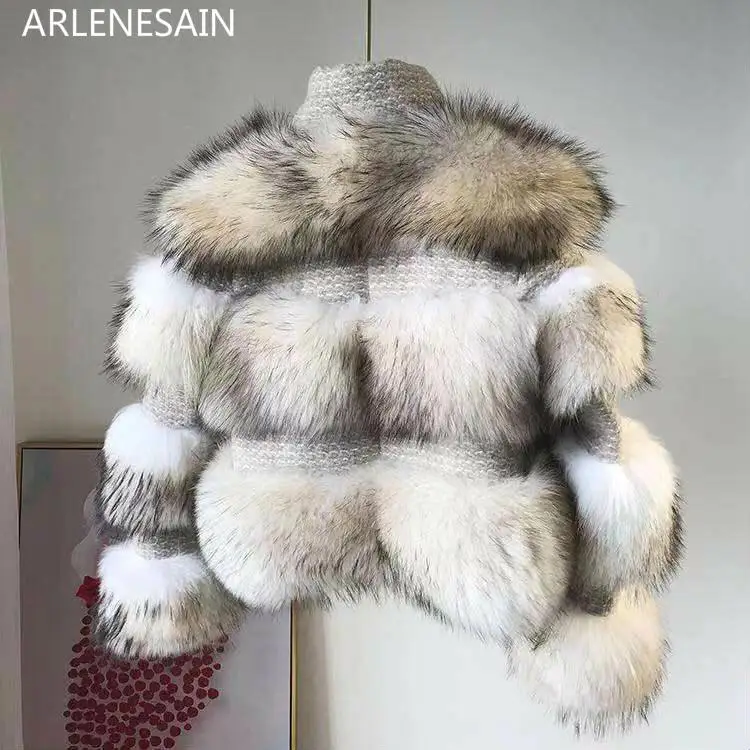 Arlenesain 2018 Новая модная крутая Женская куртка из импортного лисьего меха|Шубы и