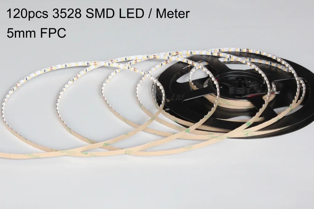 5 мм факсимильный ПК, изящные гибкие SMD светодиодный полосы светильник, 120 шт. 3528/3014/2835 SMD СВЕТОДИОДНЫЙ s на метр AC/DC 12 V/24 V, 5 м рулон/лот