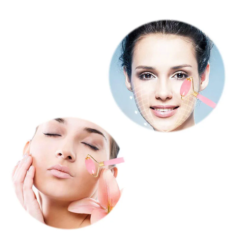  Rose Quartz Roller Slimming Face Massager Lifting Tool Natural Jade Facial Massage Roller Stone Ski